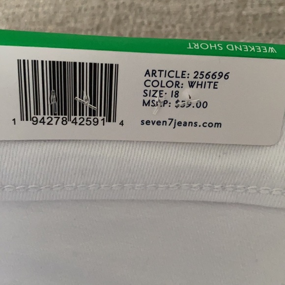 Seven7 - white jean , 5”Inseam “Weekend Shorts” Size 18 NWT. - Picture 8 of 10